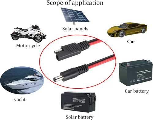 Vista 6 de Paquete de 2 cables adaptadores SAE a CC, enchufe SAE a CC de 0.217 in x 0.083 in, conectores macho con adaptador de polaridad inversa SAE