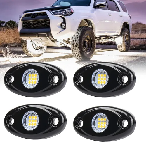 Vista 8 de Luces LED azules de rock, kit impermeable de 4 vainas de neón para luces exteriores para Jeep ATV RZR UTV SUV Off-Road Glow Trail Rig Fender Lamp
