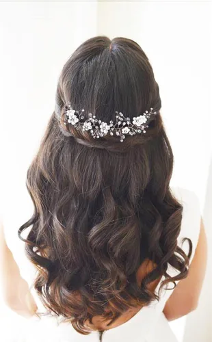 Vista 2 de Accesorios para el cabello de boda, accesorios para el cabello para novias y damas de honor, diadema de cristal de vid floral para novia