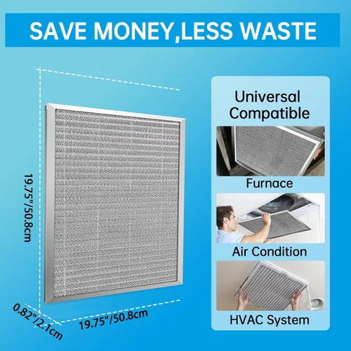 Vista 4 de UBeesize - Filtro de aire reutilizable de 20 x 20 x 1 pulgadas, lavable, MERV 8, permanente, electrostático, para aire acondicionado y HVAC