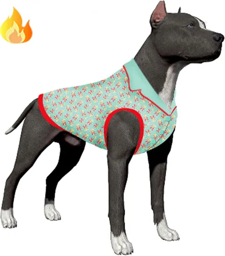 Vista 8 de LovinPet Bulldog - Mameluco tipo suéter – Ropa de franela suave para perro, estampado de flores florecientes, adecuado para razas de perros grandes
