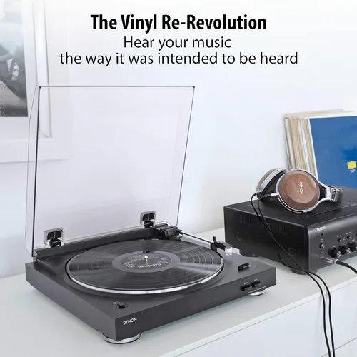 Vista 5 de Denon DP-29F - Tocadiscos totalmente automático, tocadiscos analógicos con ecualizador de teléfono RIAA integrado, diseño único de brazo de tono