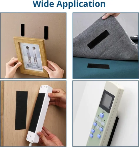 Vista 6 de HTVRONT - Cinta de velcro de 4 x 2 pulgadas, 16 juegos de tiras de gancho y bucle con adhesivo resistente, cinta adhesiva de doble cara para colgar