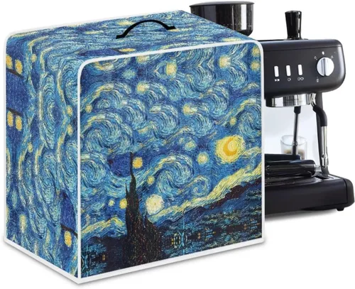 Vista 23 de DISNIMO Cubierta antipolvo para cafetera de mariposa azul, fundas para máquina de hacer café de cocina con mango superior, cubierta