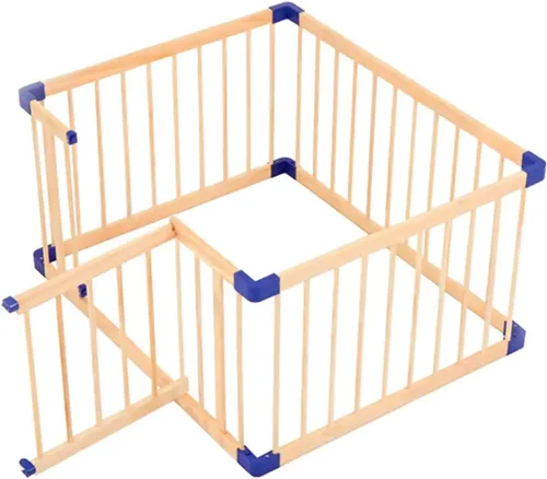 Vista 11 de Jolan Corralito de madera para bebés, fácil de instalar y quitar, corralito de seguridad para niños pequeños con puerta, cerca de centro
