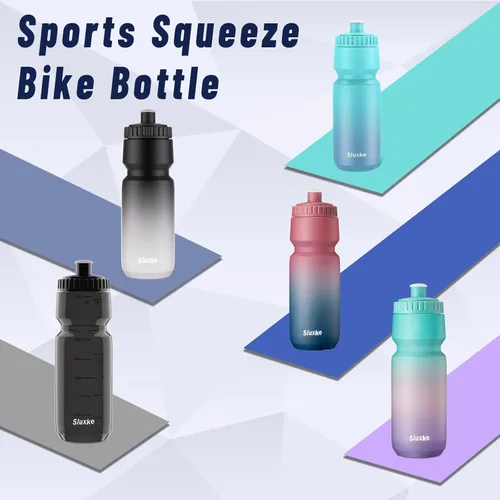 Vista 7 de SLUXKE Botella de agua de ciclismo de 24 onzas, paquete de 2, botella deportiva de 24.3 fl oz, libre de BPA, ligera, se adapta a la mayoría