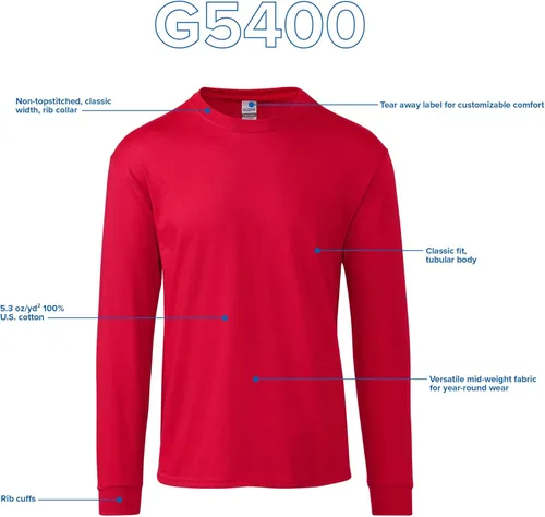 Vista 4 de Gildan - Camiseta de algodón grueso y manga larga para hombre, estilo G5400, paquete de 2