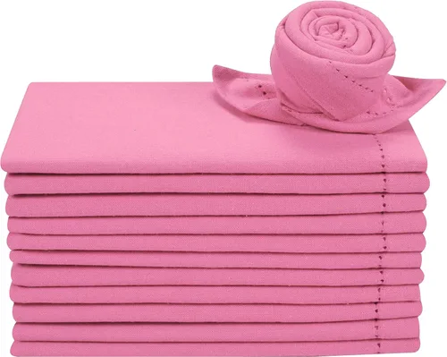 Vista 9 de Juego de 12 servilletas de tela de algodón con dobladillo de 18 x 18 pulgadas, decorativas, suaves, duraderas, lavables, reutilizables, perfectas