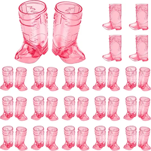 Vista 18 de SAIAOKJ Vasos de Chupito en Forma de Bota de Vaquero, 12 Piezas de 1 Onza Vasos de Chupito Mini de Plástico en Forma de Bota, Vasos de Plástico
