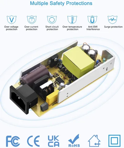 Vista 4 de ALITOVE 24V Power Supply 4A 96W ACDC Adapter 100-240V AC to DC 24 Volt Converter 4amp 3.75A 3.5A 3.3A 3.2A Transformer 5.5x2.5mm for LED Strip CCTV