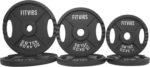 BalanceFrom Placa olímpica de hierro fundido de 2 pulgadas para entrenamiento de fuerza y levantamiento de pesas, múltiples opciones, varios paquetes
