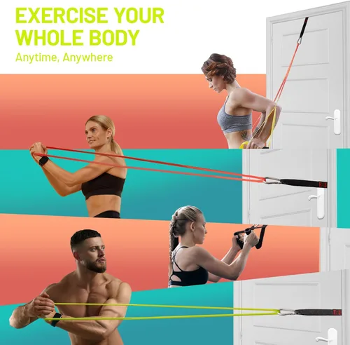 Vista 7 de Slim Panda Door Anchor Strap for Resistance Bands - Multi-Point Resistance Band Door Anchor with 5 Stainless D-Rings - Heavy Duty Home Gym