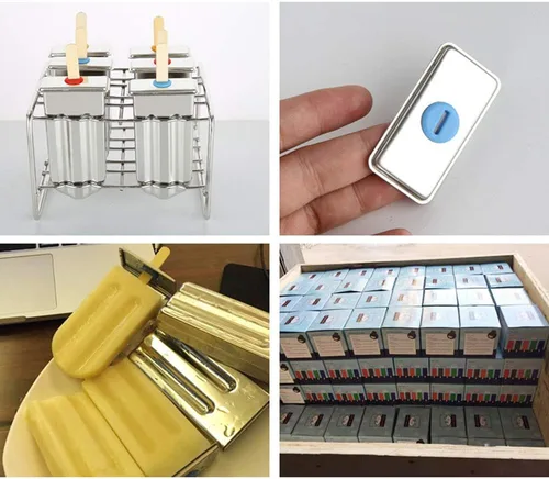 Vista 2 de Kit de moldes de paletas de hielo de acero inoxidable, 6 piezas para hacer paletas de hielo con bandeja que incluye 50 palitos de bambú