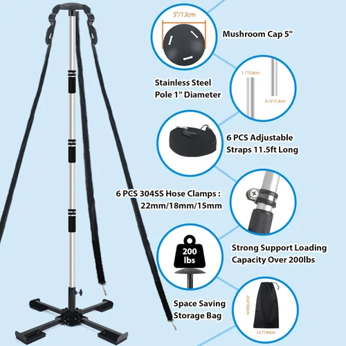 Vista 4 de Sistema de postes de soporte para cubierta de barco, postes ajustables de aluminio para cubierta de barco de 16 a 59 pulgadas, sistema de soporte