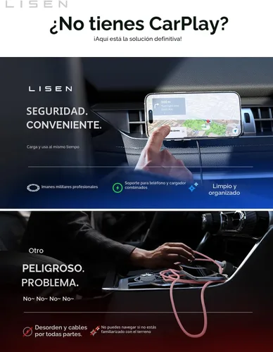 Vista 7 de LISEN Cargador de coche MagSafe de 15 W, cargador de coche inalámbrico magnético para iPhone 17 Pro Max, soporte magnético para teléfono para iPhone