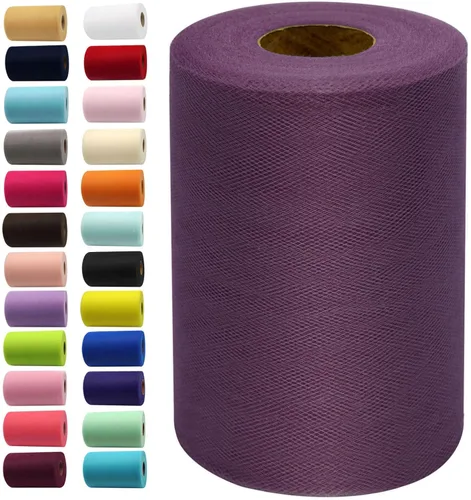 Rollos de tela de tul de 6 pulgadas por 100 yardas (300 pies) Carrete de cinta de tul para manualidades, tutú, arco para la cabeza, decoración de