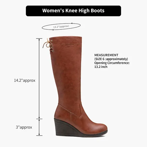 Vista 5 de Vepose Botas altas hasta la rodilla 9651 para mujer, de moda, con tacón de cuña, botas de pantorrilla para mujer