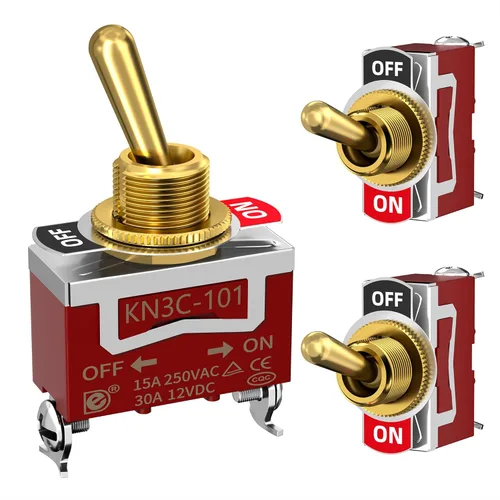 Vista 7 de RVBOATPAT Interruptor de palanca momentáneo de 12 voltios (ENCENDIDO)-Apagado-(ENCENDIDO) Interruptor de palanca impermeable de 3 vías 12V CC 30A