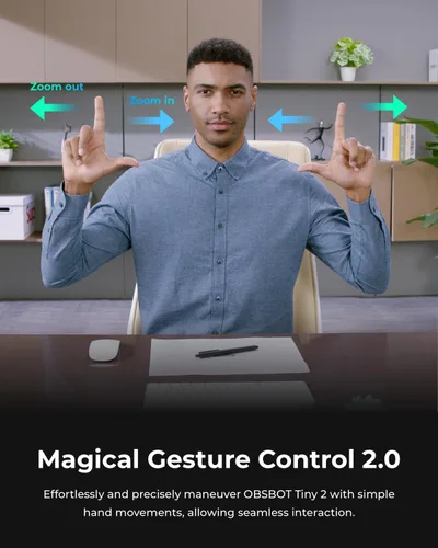 Vista 6 de OBSBOT Tiny 2 - Cámara web 4K con control de voz PTZ, seguimiento por IA en modos múltiples y enfoque automático, cámara web con sensor de 1/1.5