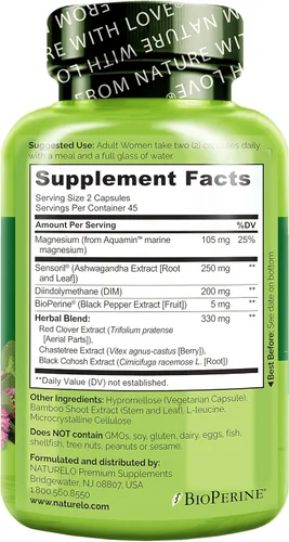Vista 3 de NATURELO Suplementos de menopausia para mujeres, mezcla de hierbas con cohosh negro para menopausia, sofocos y sofocos, fórmula avanzada