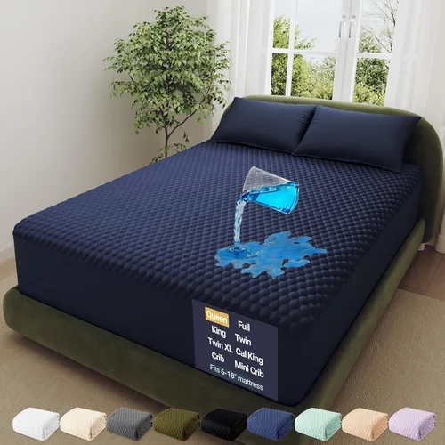 Vista 21 de OhGeni - Protector de colchón 100 % impermeable, almohadilla suave para colchón tamaño individual, resistente al pelo de mascotas y a la enuresis