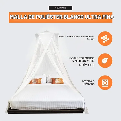 Vista 5 de MEKKAPRO Mosquitera extragrande King, hecha para King Queen y Twin, mosquitera para cama Cortinas de dosel de cama, mosquitera blanca