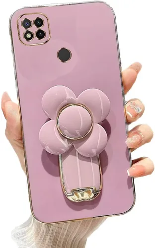 Vista 80 de Miagon - Funda con soporte para Xiaomi Redmi A1, galvanizado suave TPU protector delgado a prueba de golpes con molinete giratorio soporte de flores