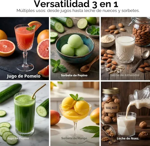 Vista 2 de TUUMIIST Exprimidor de prensa en frío 3 en 1, exprimidores de masticación Smart Touch para frutas y verduras enteras, exprimidor lento de 6.5