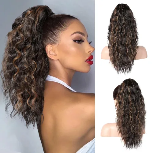 Vista 32 de REECHO Extensión de cola de caballo de 14" con clip de garra corta, extensiones de cola de caballo falsas, cola de caballo ondulada suave y rizada