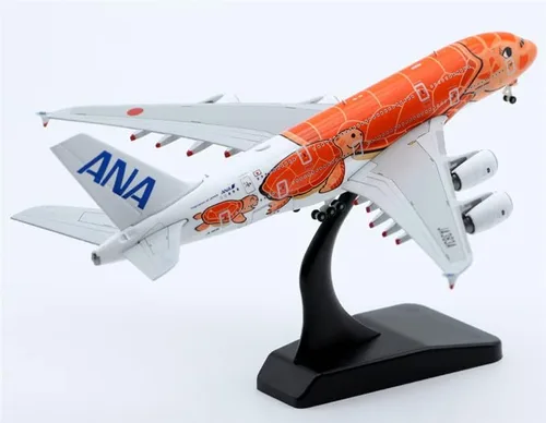 Vista 5 de JC Wings ANA Kala Airbus A380 JA383A Tortuga Naranja 1:500 DIECAST modelo de avión preconstruido