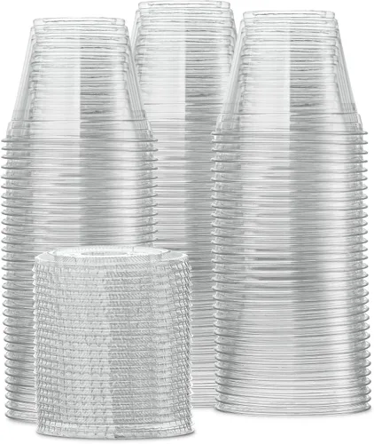 Vista 5 de Comfy Package Caja de 500 vasos de plástico transparente de 9 onzas con tapas, tazas de café desechables con tapas planas, ideales para bebidas