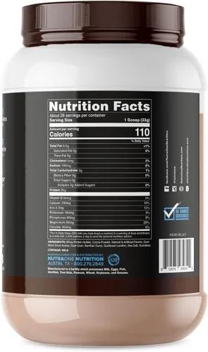 Vista 3 de NutraOne Proteína aislada de suero en polvo IsolateOne - Polvo aislado de suero 100% puro (chocolate Gourmet, 2 libras)