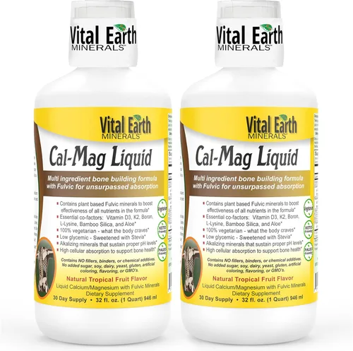 Vista 10 de Vital Earth Minerals Cal-Mag Liquid - Suplemento de calcio y magnesio con vitamina D3, K2, boro y ácido fúlvico para una absorción más rápida, 32