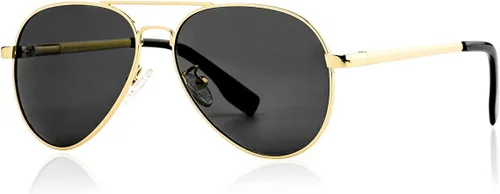 Vista 17 de Gleyemor Gafas de sol polarizadas de aviador para cara pequeña y estrecha 01 Negro / Gris