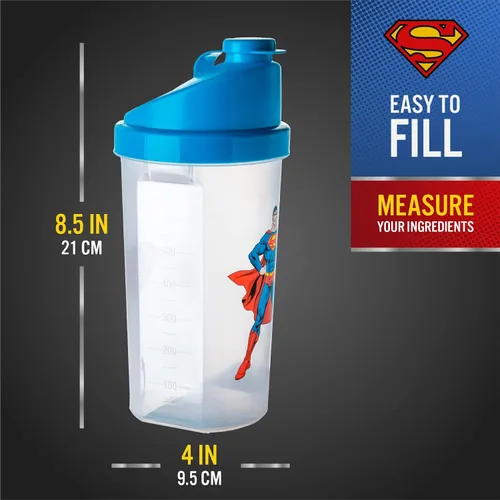 Vista 6 de Paladone Superman - Botella mezcladora de proteínas, 23 onzas, con licencia oficial de DC Comics