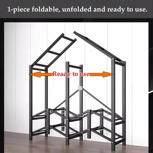 Vista 6 de large closets Folding Wardrobe Closet Thicken Metal Clothes Closet Saves Space Closets for Bedroom with Hanging Rods Portable Closet Space-saving