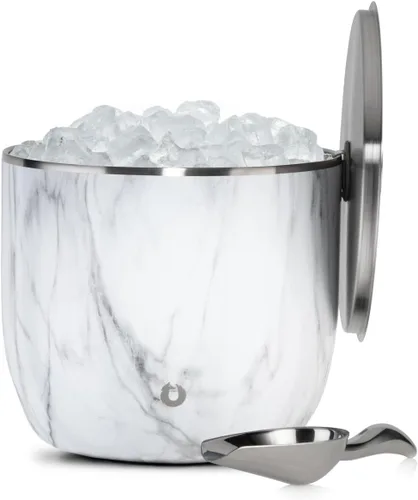 Vista 22 de Snowfox XL Premium Cubo de Hielo Aislado al Vacío de Doble Pared de Acero Inoxidable con Tapa/Cuchara, Accesorios para Bar, Cubo de Fiesta Grande