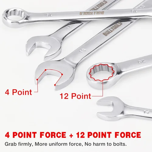 Vista 4 de Juego de llaves combinadas de 32 piezas, llaves SAE y métricas de 14"-1" y 0.276 in-0.866 in, extremo de caja de acero al cromo vanadio y extremo