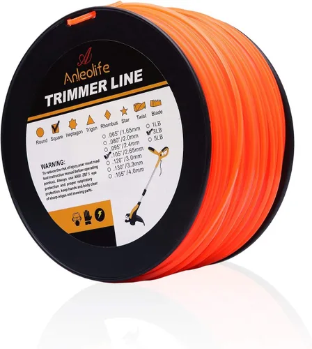 Vista 19 de A ANLEOLIFE 1 libra de bobina de línea cuadrada de bordeadora (0.065 pulgadas x 370 pies) con cortadora de línea incorporada, naranja