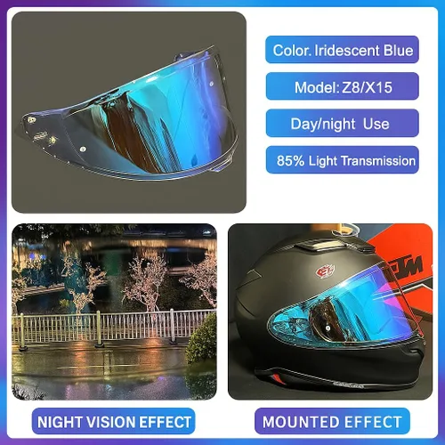 Vista 2 de Visera de reemplazo para el casco Shoei RF1400 X15, accesorio anti-vaho y protector solar compatible con RF-1400, X15, CWR-2, Z8, X-SPR PRO