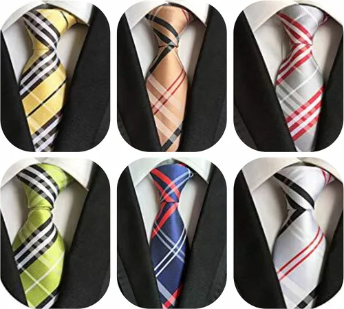 Vista 97 de WeiShang Lote de 6 corbatas clásicas de seda para hombre, corbatas tejidas jacquard