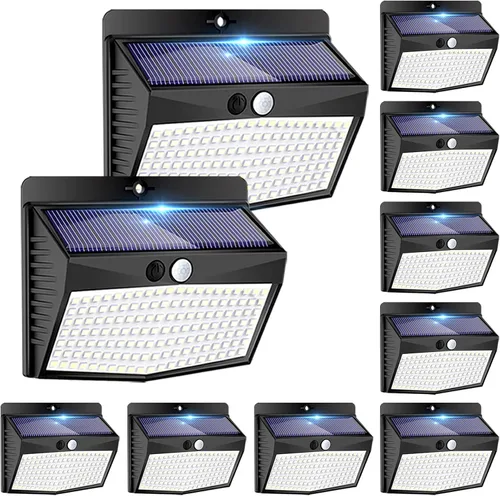Vista 13 de Luces Solares para Exteriores, 12 Paquetes de Luces Solares con Sensor de Movimiento y Seguridad con 3 Modos de Iluminación, Luces Solares de Pared