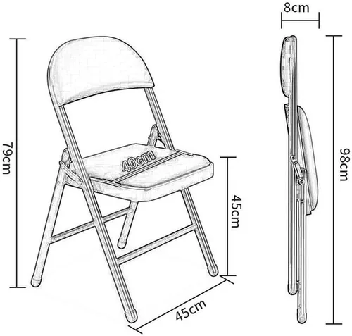 Vista 7 de Folding Chairs Silla de escritorio acolchada de poliuretano para muebles, silla de camping, silla de descanso plegable con marco de metal