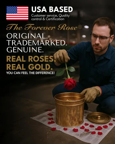 Vista 3 de Forever Rose Rosa real bañada en oro de 24 quilates, hecha a mano, flor preservada de larga duración en corazón acrílico (una rosa) y caja dorada