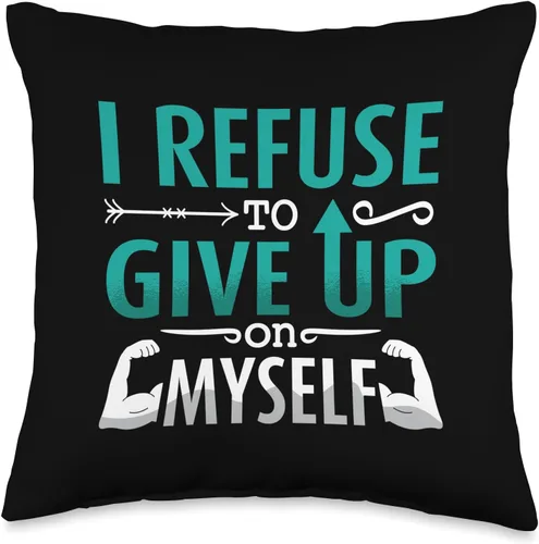 Mental Health Designs for Coffee Drinker I Refuse to Give Up On Myself Anxie Awareness Mental Health Throw Pillow, 16x16, Multicolor