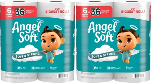 Vista 11 de Angel Soft Papel higiénico, 4 mega rollos = 16 rollos regulares, suave y resistente