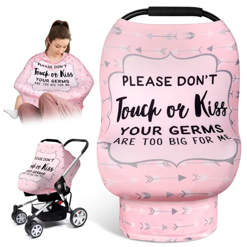 Vista 14 de Metplus Funda de asiento de automóvil sin contacto para bebés, fundas de lactancia para mamá, bufanda de lactancia, toldo multiusos para asiento