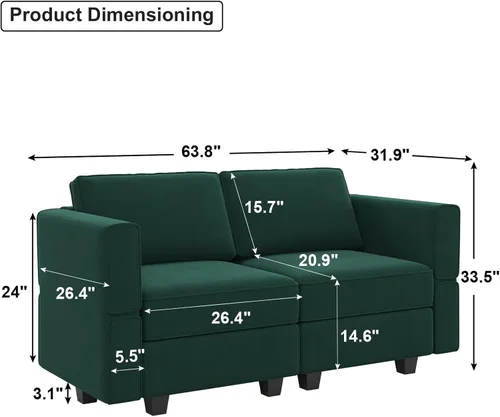 Vista 37 de Belffin Sofá modular Módulo medio con almacenamiento Accent Silla sin brazos para sofá modular seccional terciopelo negro