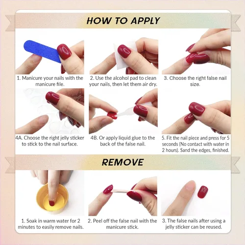 Vista 5 de Qsnidy - Uñas postizas a presión en forma de almendra, uñas falsas marrones y nude francesas de tamaño mediano, uñas acrílicas de cobertura completa