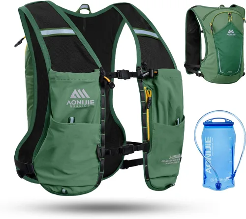 Vista 11 de AONIJIE Running Hydration Vest for Men & Women, 8L Hydration Backpack, Multiple Pocket Designs for Water Bottles/Bladders, Lightweight Breathable